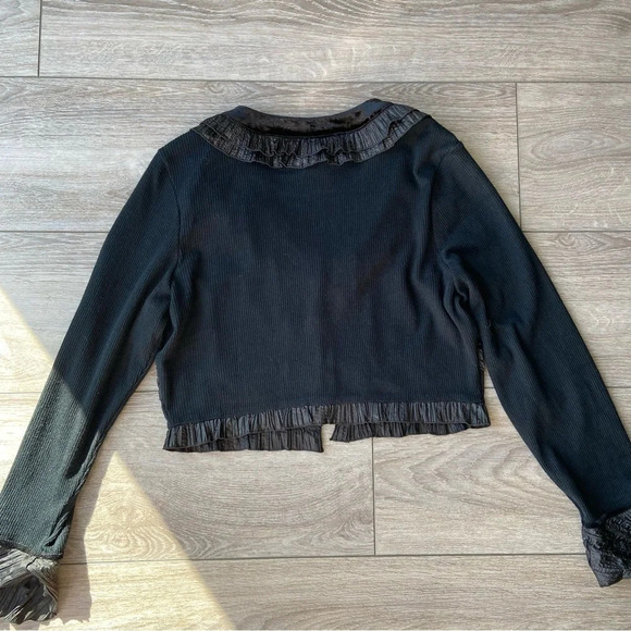 Fresh Fx Beaded Ruffles Open Front Cropped  Cardigan - Picture 12 of 14